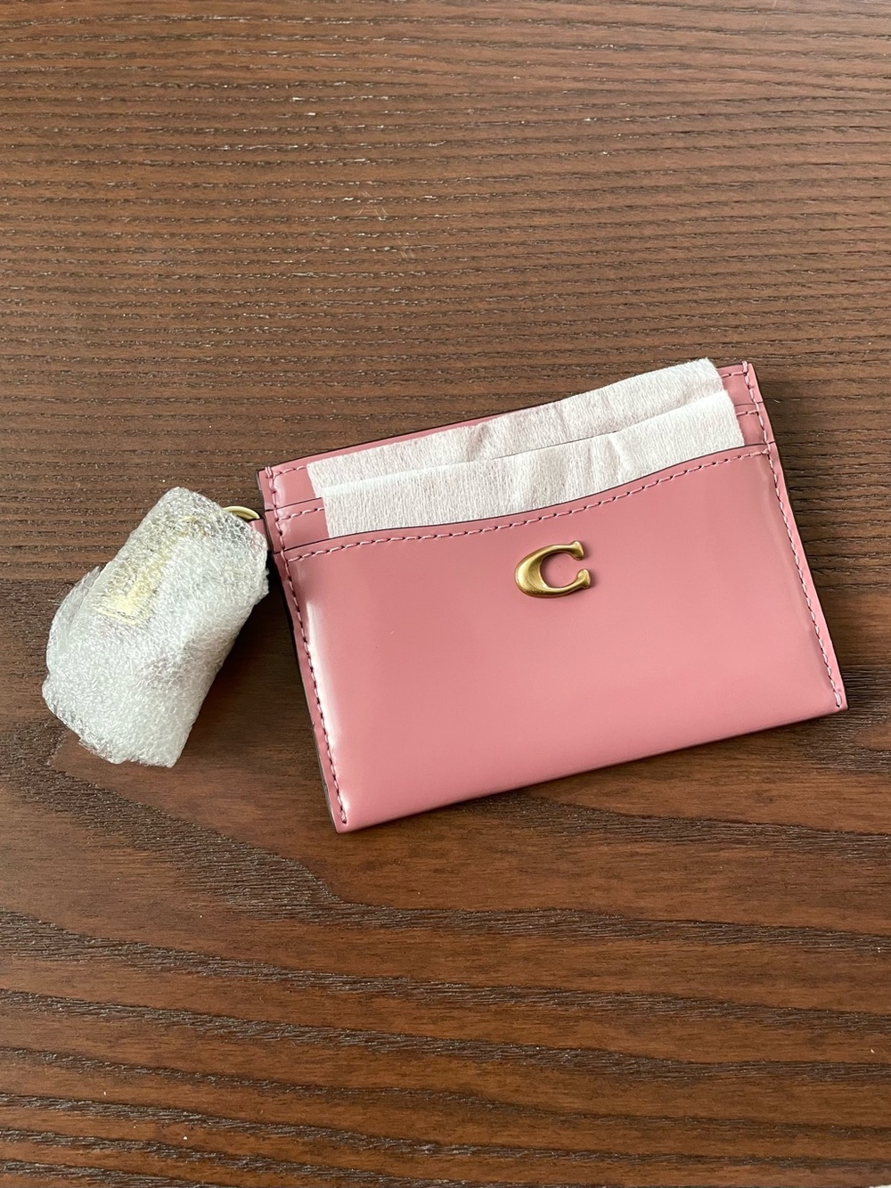 Coach Essential Card Case with Charms NWT - Peony Pink Spazzolato Leather CCY14 - Picture 4 of 5